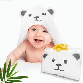 Snug Bug Gear Baby Towels with Hood Rayon Made from Bamboo - Soft & Plush Large Hooded Towels for Baby & Toddler - Absorbant 500gsm - 36x36