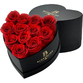 Generic BLOSSBLISS 16-Piece Preserved Flower Red Rose in a Heart Shape Box, Forever Love Rose for Wife, Eternal Rose Gifts for Her, Valentine's Day, Mother's Day, BBOX-16-RED
