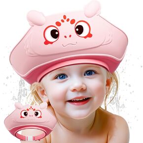 Baby Shower Cap Shield for Kids,Toddler Bath Visor for 0-10 Years Old Baby Soft Silicone Kids Shower Cap,Adjustable Baby Shower Hat,Protector Eye Ear,Washing Hair Fun,Yellow