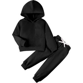 Toddler Girl Boy Fall Clothes Long Sleeve Hoodie Top Pullover Sweatshirt and Pants 2Pcs Unisex Tracksuit Sets