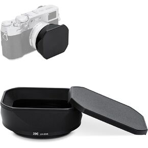 Square Metal X100VI Lens Hood with Lens Cap,Lens Shade Protector for Fujifilm Fuji X100VI X100V X100F Camera Replaces Fujifilm Fuji LH-X100 Lens Hood,with Lens Filter Adapter Ring & Lens Cap Black