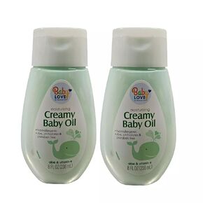 Generic Baby Love Moisturizing Creamy Baby Oil with Aloe & Vitamin E (Pack of 2) 8 Fl.oz Each Hypoallergenic - Dye, Phthalates & Paraben Free