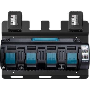 Wall Mount for Makita Battery Holders and DC18SF Chargers Wall Mount, Stable for 4 Piece Battery Holder 18V 14.4V and Charger Holder and Cordless Drill Driver, Order in Workshop and Garage