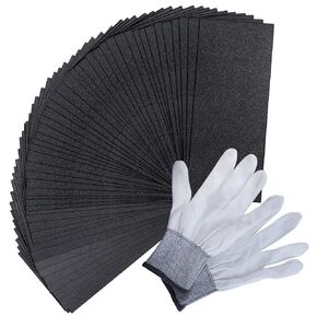 57 PCS Sand Paper Sandpaper Sheets 60 to 2000 Assorted Grit Sanding Paper 9 x 3.6 Inch Wet Dry Sandpaper for Wood Furniture Finishing, Metal Sanding and Automotive Polishing, with Gloves