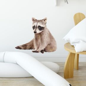 Cute Raccoon Wall Decal Nursery Animal Wall Sticker Removable Peel and Stick Waterproof Wall Art Decor Stickers for Kids Baby Classroom Living Room Playing Room Bedroom