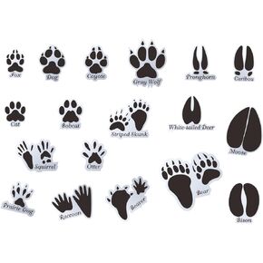 Animal Tracks Wall Decals (18 Count) Animal Wall Decals Animal Tracks Wall Decor Boys Room Wall Decals Removable Peel and Stick Wall Decals, Black (Animal Tracks 1)