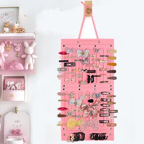 Magicsky Hair Bows Holder, Large Capacity Hanging Headbands Claw Clips Organizer for Baby Toddler Girls Room, Hair Accessory Ties Jaw Scrunchies Women Storage Hanger Wall Display Nursery Decors-Black