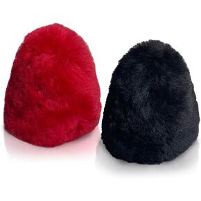 JOUNJIP Dual Wool Buffer Replacement Covers (Red & Black) - Handmade 100% Lambswool Polisher Bonnets - for 2.5 x 3.5 Inch Shoe Polisher Buffing Cones