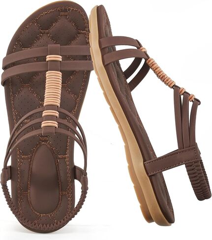 Alicegana Womens Sandals Summer Dressy Gladiator Flat Comfortable Walking Shoes with Non Slip Casual Beach Sandal in Saudi Arabia