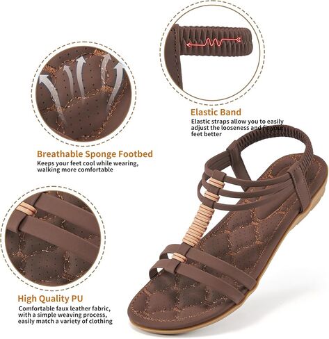 Alicegana Womens Sandals Summer Dressy Gladiator Flat Comfortable Walking Shoes with Non Slip Casual Beach Sandal in Saudi Arabia