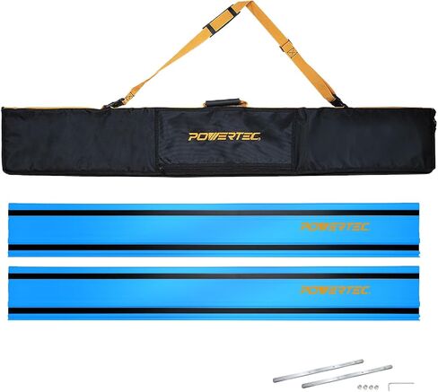POWERTEC 72154 110 بوصة مجموعة ربط السكك الحديدية لدليل المنشار مع حقيبة واقية لمناشير الجنزير ميلووكي | تتضمن قضبان توجيه 2 × 55 بوصة و(2) موصلات سكة توجيه لمشاريع الأعمال الخشبية in Saudi Arabia