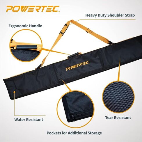 POWERTEC 72154 110 بوصة مجموعة ربط السكك الحديدية لدليل المنشار مع حقيبة واقية لمناشير الجنزير ميلووكي | تتضمن قضبان توجيه 2 × 55 بوصة و(2) موصلات سكة توجيه لمشاريع الأعمال الخشبية in Saudi Arabia