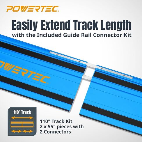 POWERTEC 72154 110 بوصة مجموعة ربط السكك الحديدية لدليل المنشار مع حقيبة واقية لمناشير الجنزير ميلووكي | تتضمن قضبان توجيه 2 × 55 بوصة و(2) موصلات سكة توجيه لمشاريع الأعمال الخشبية in Saudi Arabia