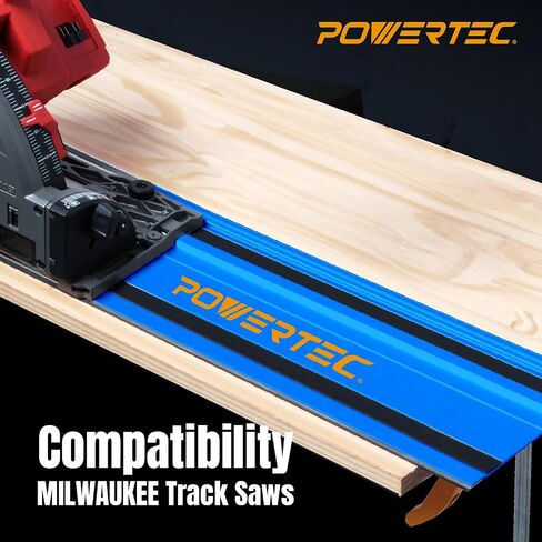 POWERTEC 72154 110 بوصة مجموعة ربط السكك الحديدية لدليل المنشار مع حقيبة واقية لمناشير الجنزير ميلووكي | تتضمن قضبان توجيه 2 × 55 بوصة و(2) موصلات سكة توجيه لمشاريع الأعمال الخشبية in Saudi Arabia