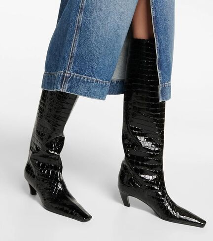 Beauty Cry Knee High Boots Women Square Toe Low Kitten Heel Tall Boots in Saudi Arabia