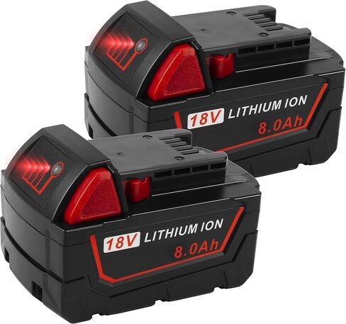 18V 8.0Ah Replace for Milwaukee M18 Battery 48-11-1850 48-11-1840 48-11-1852 48-11-1815 Cordless Power Tools Lithium-Ion Battery, 2Pack in Saudi Arabia