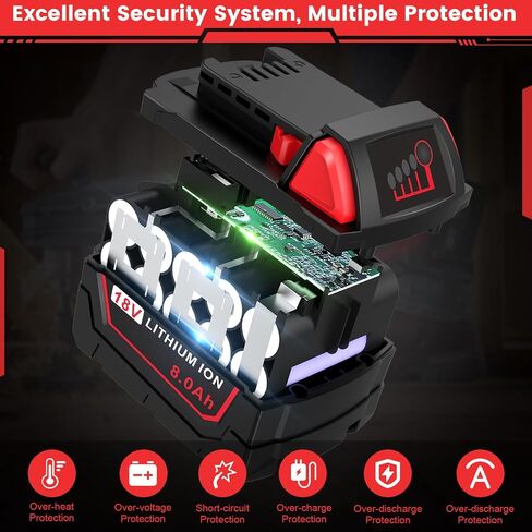 18V 8.0Ah Replace for Milwaukee M18 Battery 48-11-1850 48-11-1840 48-11-1852 48-11-1815 Cordless Power Tools Lithium-Ion Battery, 2Pack in Saudi Arabia