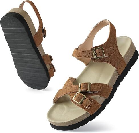 Women's Sandals Summer Leather Flat Shoes Comfort Walking Summer Shoes in Kuwait