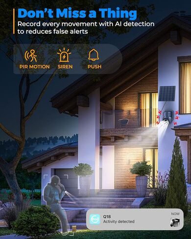 4G LTE Cellular Security Camera, 2.5K 360° View Solar Security Camera Includes SD/SIM Card, Wireless Outdoor Camera with Full-Color Night Vision, Siren Alarm, PIR Sensor, IP65 in Saudi Arabia