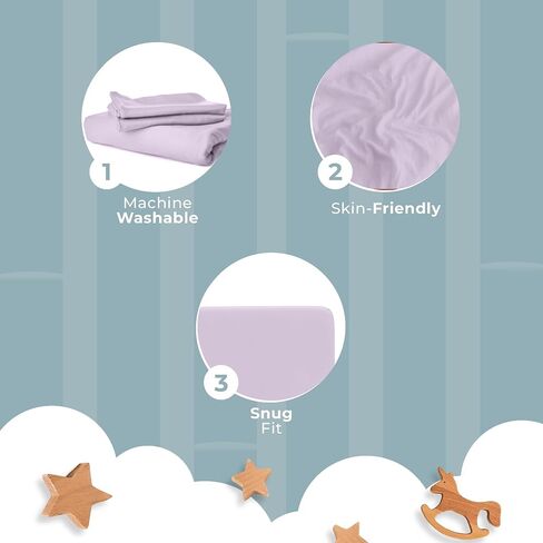 Nyte Nyte Baby - Silky Soft Fitted Crib Sheet, Temperature-Regulating Toddler Sheets, Breathable Crib Sheets, 52 x 28 inches, Orchid in Kuwait