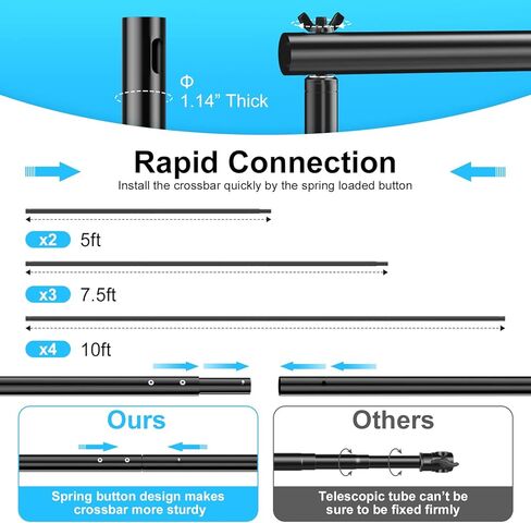 حامل خلفية مبطن بالهواء مقاس 10x10 قدم من EMART، حامل خلفية قابل للتعديل للصور شديدة التحمل للحفلات، والتصوير الفوتوغرافي، والتقاط الصور in Kuwait