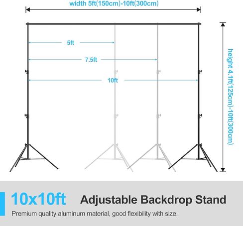 حامل خلفية مبطن بالهواء مقاس 10x10 قدم من EMART، حامل خلفية قابل للتعديل للصور شديدة التحمل للحفلات، والتصوير الفوتوغرافي، والتقاط الصور in Kuwait