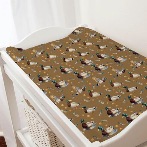 Vintage Duck Hunting Baby Changing Table Pad Covers for Boy Girl 32''x16'' Mallard Ducks Feathers Fitted Changing Table Sheets Wild Bird Animal Soft Breathable Nursery Diaper Changing Table Mats in Saudi Arabia