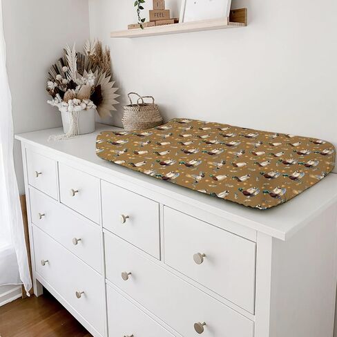 Vintage Duck Hunting Baby Changing Table Pad Covers for Boy Girl 32''x16'' Mallard Ducks Feathers Fitted Changing Table Sheets Wild Bird Animal Soft Breathable Nursery Diaper Changing Table Mats in Saudi Arabia