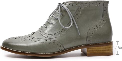 Mona flying Women's Leather Lace-up Wingtip Oxfords Brogue Boots Ankle High Vintage Tie up Booties Ladies Low Heel Short Boots in Kuwait