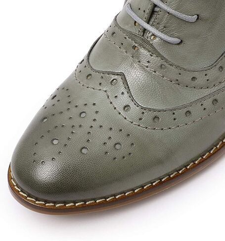 Mona flying Women's Leather Lace-up Wingtip Oxfords Brogue Boots Ankle High Vintage Tie up Booties Ladies Low Heel Short Boots in Kuwait