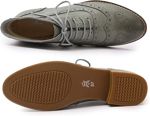 Mona flying Women's Leather Lace-up Wingtip Oxfords Brogue Boots Ankle High Vintage Tie up Booties Ladies Low Heel Short Boots in Kuwait