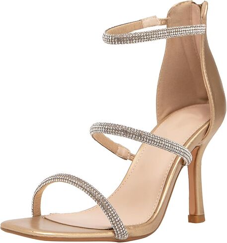 Jeesay Women's Rhinestones Strappy Stiletto High Heels Sandals Square Toe Casual Dress Sandals Shoes in Saudi Arabia