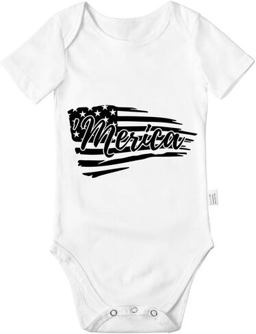 Flag of Merica Bodysuit, Baby Boys Girls Infant Cotton Romper Jumpsuit Outfits Short-Sleeve Toddler 0-24 Months in Saudi Arabia