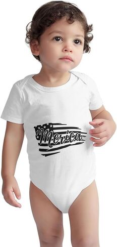 Flag of Merica Bodysuit, Baby Boys Girls Infant Cotton Romper Jumpsuit Outfits Short-Sleeve Toddler 0-24 Months in Saudi Arabia