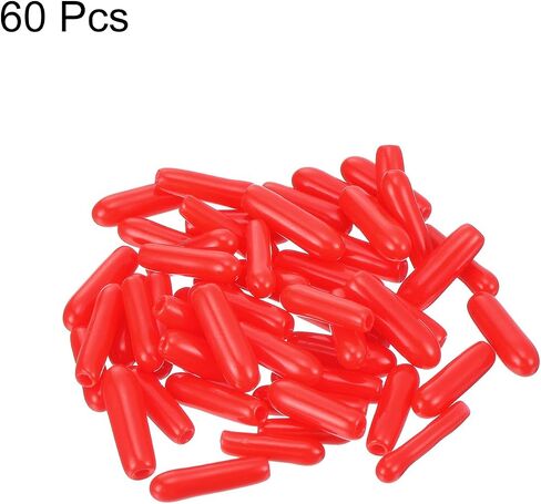 uxcell Rubber End Caps, 60Pcs Round Screw Thread Protector 1.3mm Dia Bolt Cap Covers Hole Plugs for Tubing Pipe Rod Nut Furniture, Red in Saudi Arabia