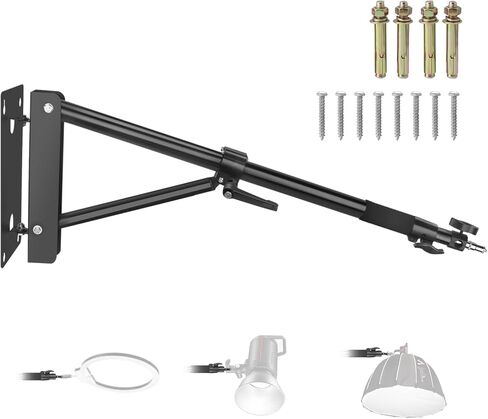 Ring Light Wall Mount Boom Arm 57.87"/147cm with Triangle Base, Ring Light Mount Flexible Rotation with 3/8 & 1/4 Screw for Photography Studio, Strobe Flash, Softbox, Umbrella, Reflector in Kuwait