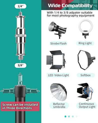 Ring Light Wall Mount Boom Arm 57.87"/147cm with Triangle Base, Ring Light Mount Flexible Rotation with 3/8 & 1/4 Screw for Photography Studio, Strobe Flash, Softbox, Umbrella, Reflector in Kuwait