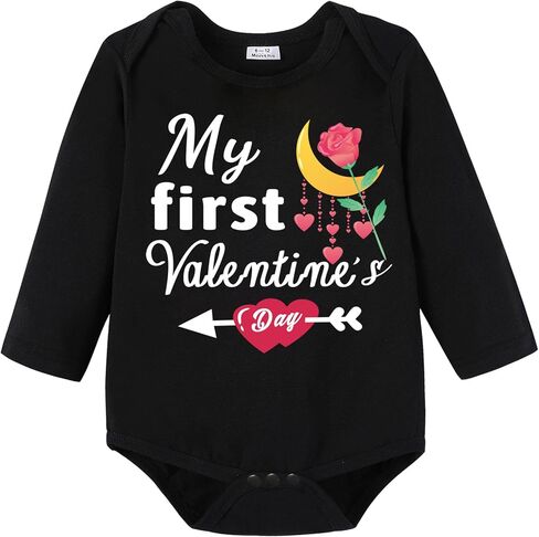 زي عيد الحب الأول للطفل الرضيع، سروال طويل الأكمام للأطفال حديثي الولادة في عيد الحب الأول مع قبعة in Kuwait