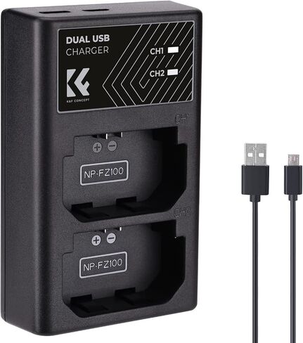 شاحن بطارية K&F Concept NP-FZ100، شاحن بطارية بفتحة مزدوجة لسوني A7iv A7iii A7Rv FX3 FX30 ZV-E1 A7RIII (A7R3) A9 A6600 A6700 A9 II in Saudi Arabia