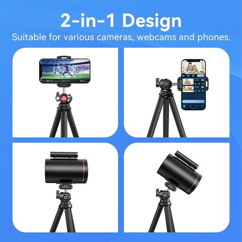 حامل ثلاثي للكاميرا من EMEET، حامل ثلاثي مرن صغير مع حامل هاتف ومسمار 1/4 بوصة، رأس كروي 360 درجة، حامل ثلاثي القوائم للهاتف بسعة تحميل 4.4 رطل، حامل ثلاثي صغير مدمج للهاتف/الكاميرا/كاميرا الويب in Kuwait