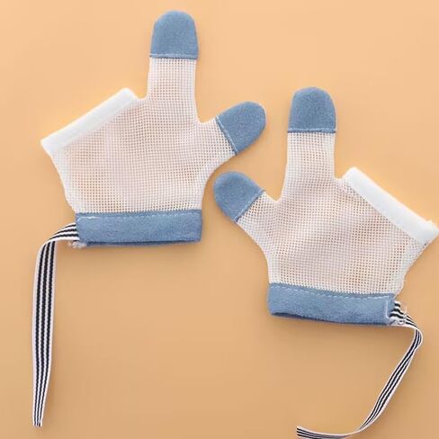 1 Pair White Stop Thumb Sucking, Baby Anti Eating Gloves No Scratch Breathable Finger Thumb Protector Thumb Sucking Stop for Kids Stop Thumb Fingers Sucking in Saudi Arabia