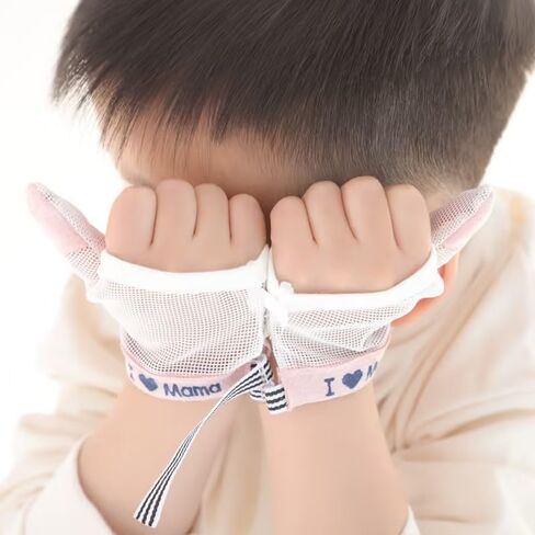 1 Pair White Stop Thumb Sucking, Baby Anti Eating Gloves No Scratch Breathable Finger Thumb Protector Thumb Sucking Stop for Kids Stop Thumb Fingers Sucking in Saudi Arabia