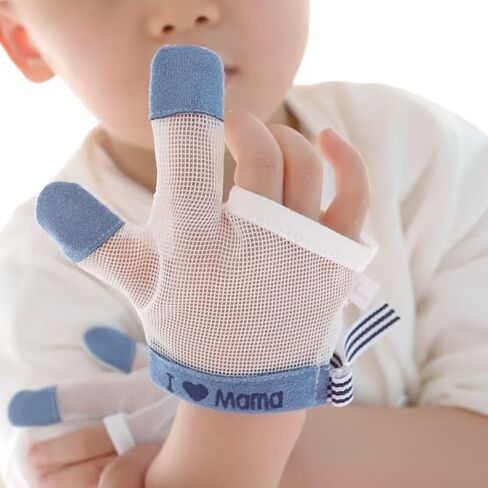 1 Pair White Stop Thumb Sucking, Baby Anti Eating Gloves No Scratch Breathable Finger Thumb Protector Thumb Sucking Stop for Kids Stop Thumb Fingers Sucking in Saudi Arabia