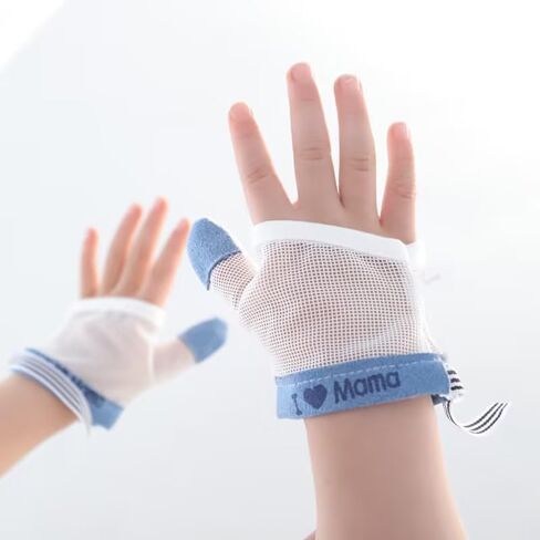 1 Pair White Stop Thumb Sucking, Baby Anti Eating Gloves No Scratch Breathable Finger Thumb Protector Thumb Sucking Stop for Kids Stop Thumb Fingers Sucking in Saudi Arabia