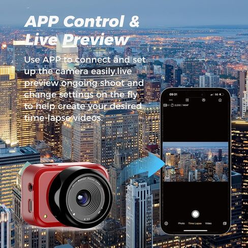 كاميرا ATLI 1080P بفاصل زمني FHD APP للتحكم بكاميرا فيديو Timelapse عن بعد مع بطاقة ذاكرة لنباتات الزهور الداخلية وفنان الطبخ والطقس (أحمر) in Kuwait