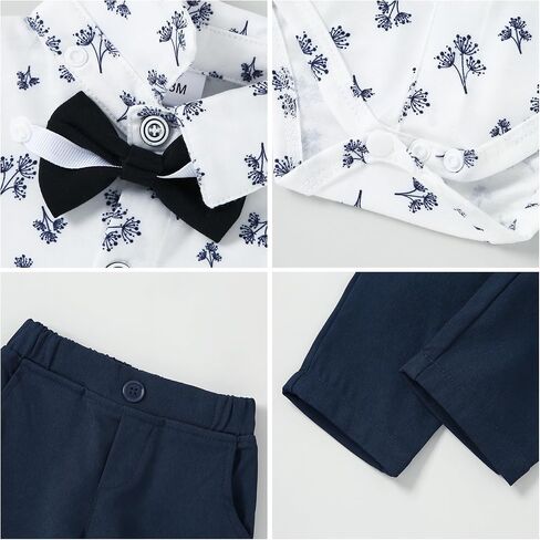 nilikastta Baby Boy Clothes Suits Infant Gentleman Outfit Dress Shirts/Vest/Tie/Pants 0-18M in Saudi Arabia