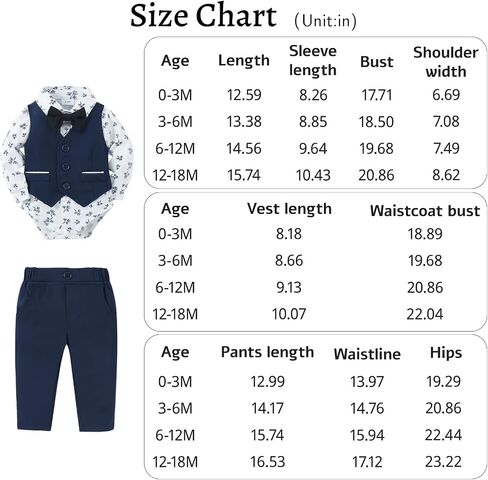 nilikastta Baby Boy Clothes Suits Infant Gentleman Outfit Dress Shirts/Vest/Tie/Pants 0-18M in Saudi Arabia