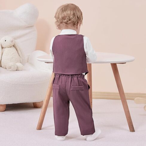 nilikastta Baby Boy Clothes Suits Infant Gentleman Outfit Dress Shirts/Vest/Tie/Pants 0-18M in Saudi Arabia