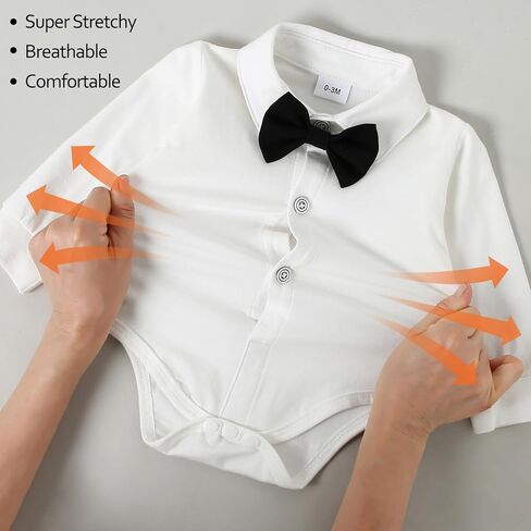 nilikastta Baby Boy Clothes Suits Infant Gentleman Outfit Dress Shirts/Vest/Tie/Pants 0-18M in Kuwait