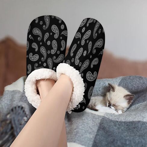 House Slippers for Women Men Winter Fuzzy Memory Foam Slippers Indoor Warm Full Slippers in Kuwait